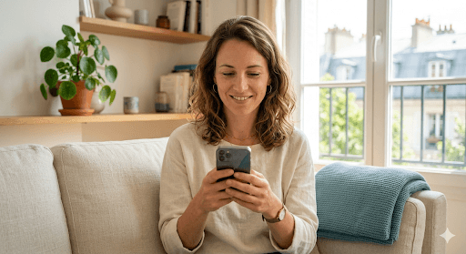 Patiente à son domicile consultant une fiche